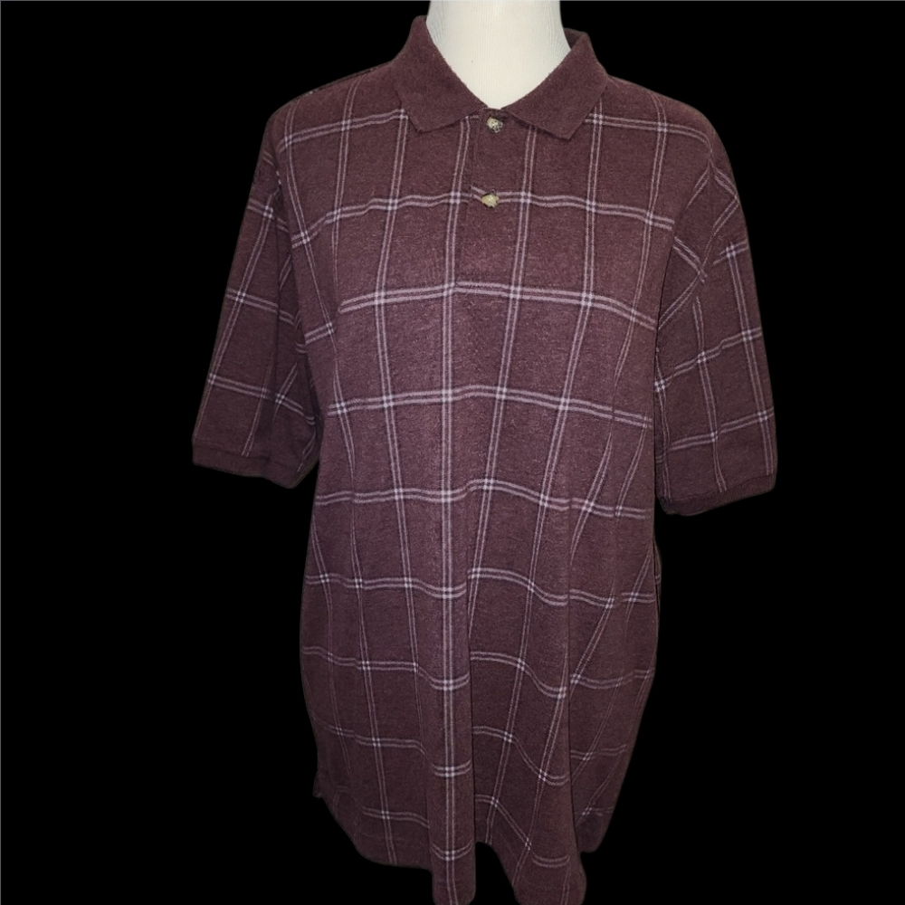 Basic Equipment Plaid Polo Mens Size LARGE Short Sleeve Casual Preppy Academia